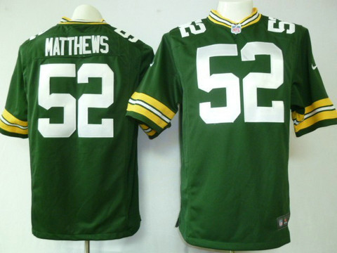 NFL Green jerseys Green Bay Packers 52 matthews